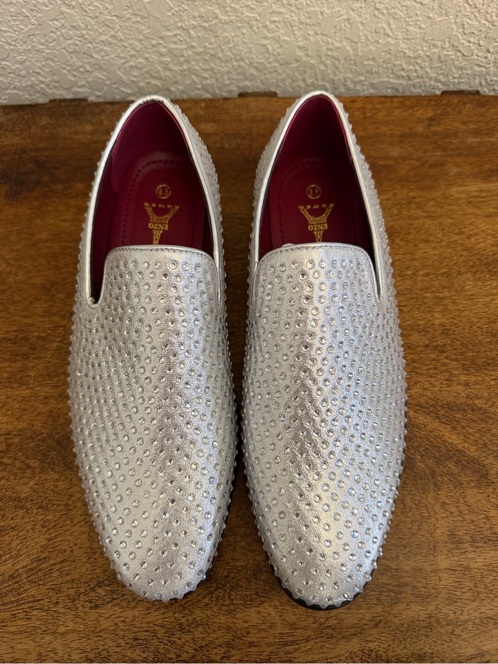 Men's Silver Dress Shoe Rhinestone Stage Tuxedo Loafer Fashion Slip On Formal